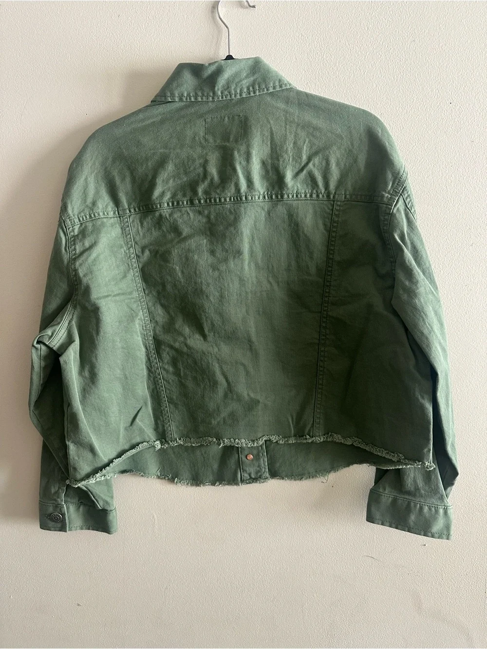 Old Navy Olive Green Cropped Utility Denim Jacket Size L